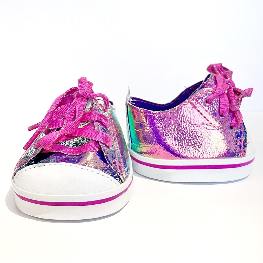 Build A Bear Iridescent Shiny Sneakers Shoes Pink Purple Blue Plush Stuffed Toy